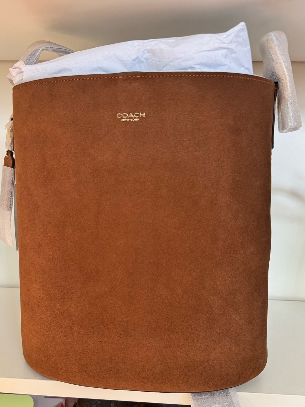 Coach Bleecker Suede Shoulder bucket bag brass warm brown - Picture 6 of 11